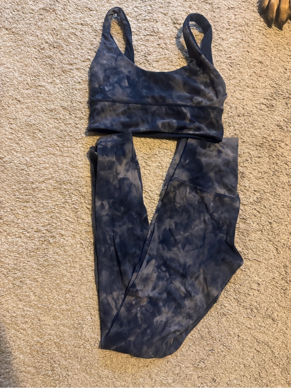 Lululemon diamond-Dye Navy Active Leggings & Sports Bra Set